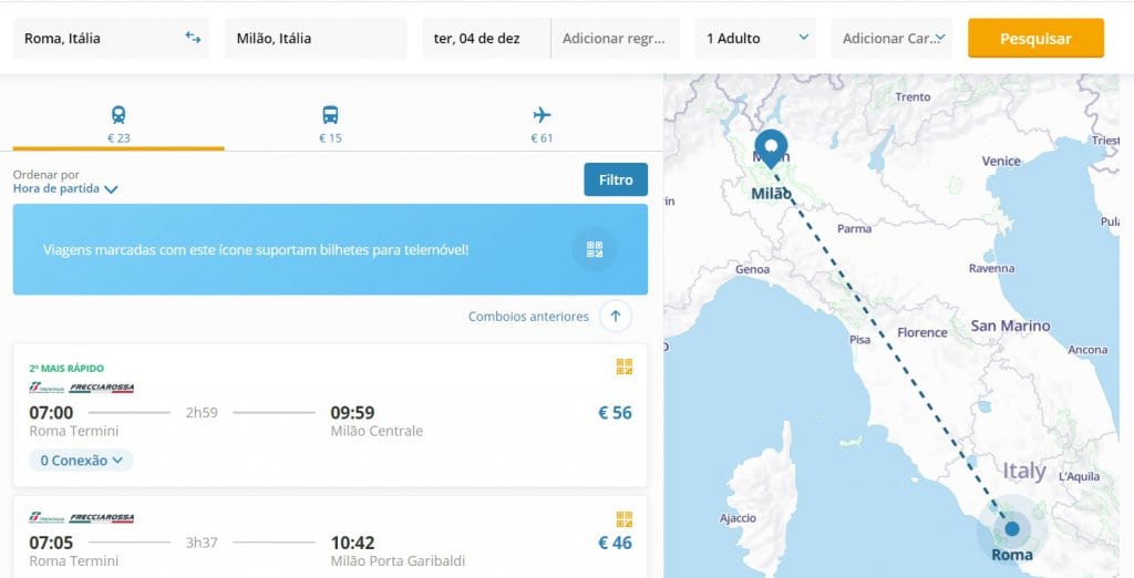Buscador de trayectos en Italia Buscador de trayectos en Italia